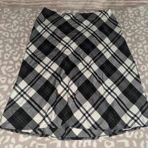 Avenue Plaid A-Line Skirt, Size 18, Black & White